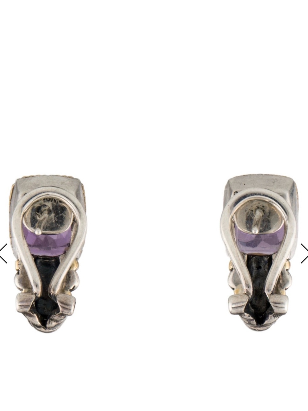 Effy Purple Amethyst Two-Tone Rope-Detail Drop Earrings - Picture 3 of 3